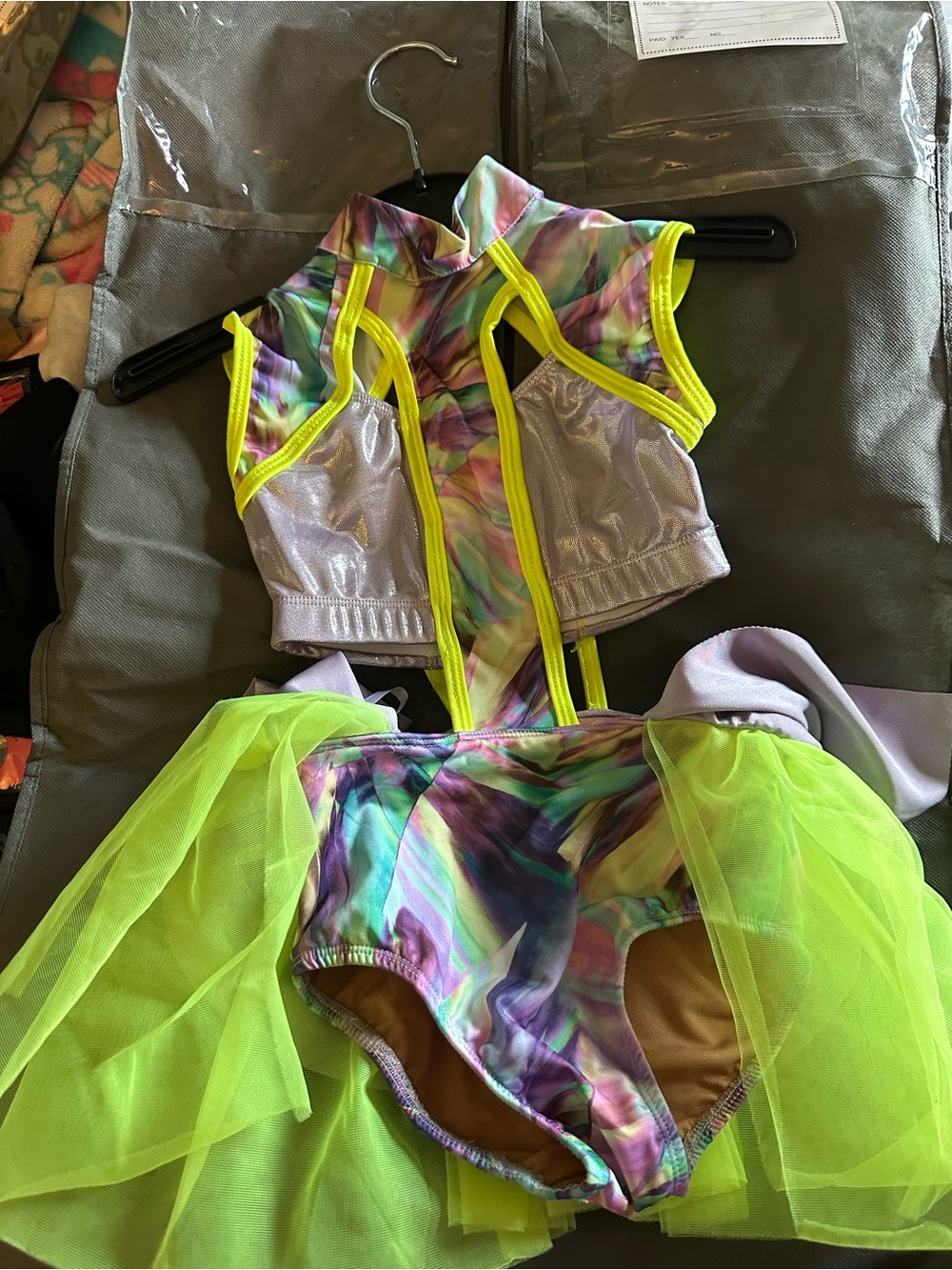 Revolution Neon Green Multicolor Girls Dance Costume